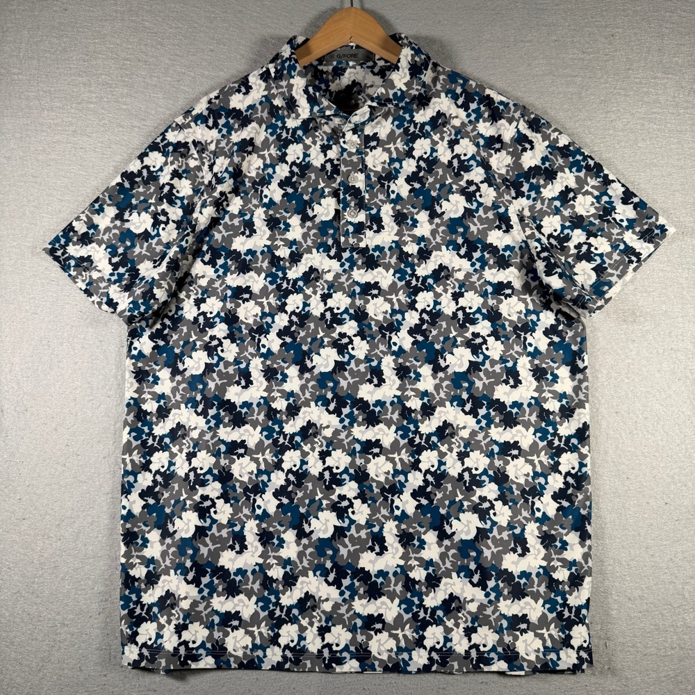 G/FORE Mens Floral Camo Performance Golf Polo Shirt Blue Grey XL GMP000056